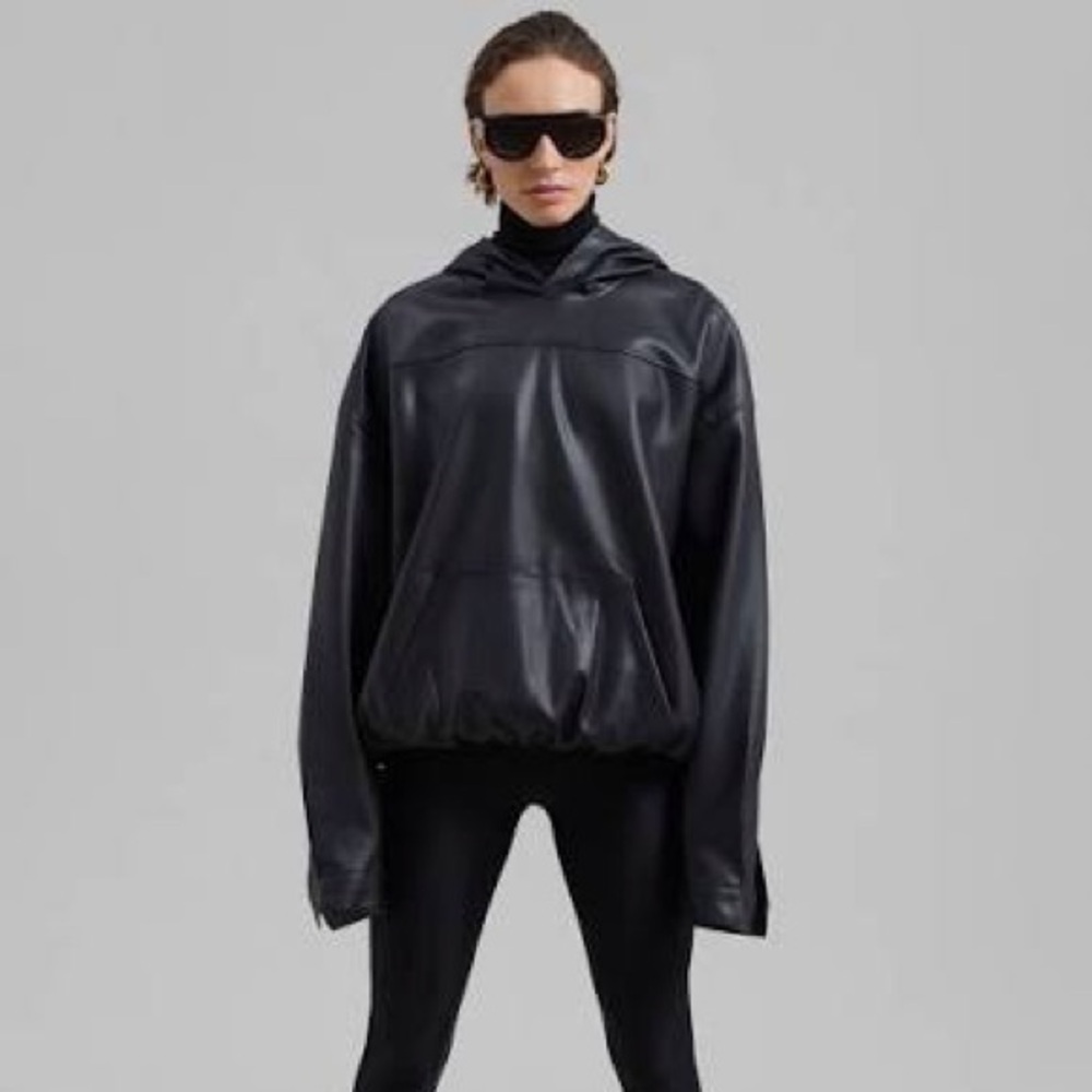 The Frankie Shop Aston Faux Leather Hooded Pullover
